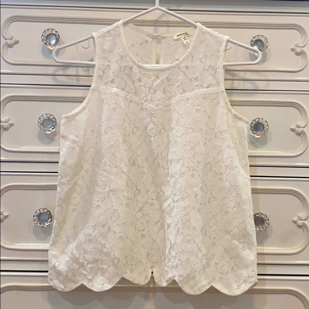 White Lace Scalloped Tank
